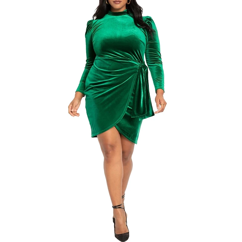Eloquii Plus Velvet Mini Dress With Wrap Skirt