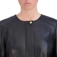 Cole Haan Women's Collarless Leather Jacket