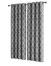 Kate Aurora 2 Piece 100% Full Blackout Trellis Grommet Top Window Curtain Panels