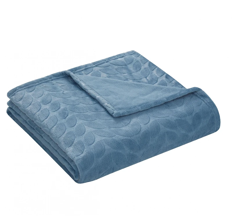 Kate Aurora Pastel Chic Embossed Leaves Ultra Plush Accent Throw Blanket - 50 in. W x 60 L