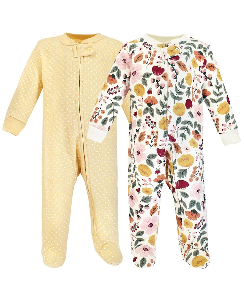Hudson Baby Baby Girls Hudson Premium Quilted Zipper Sleep and Play One Piece