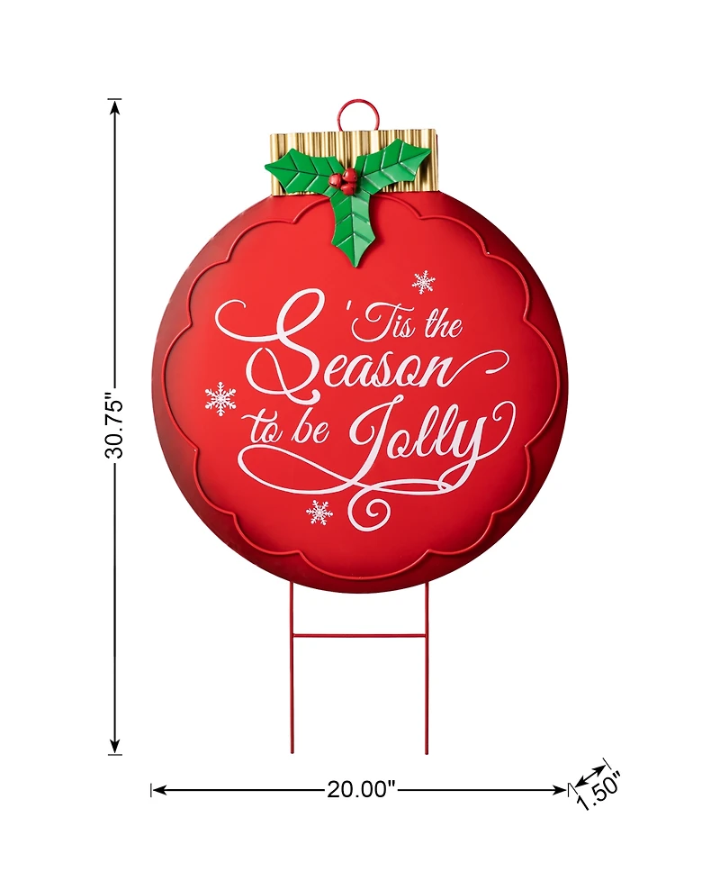Glitzhome 32"H Large Metal Christmas Ornament Yard Stake or Wall Decor