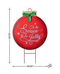 Glitzhome 32"H Large Metal Christmas Ornament Yard Stake or Wall Decor