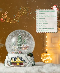 Glitzhome 150mm Christmas Oversized Resin Lighted Musical Snowflakes Village Waterglobe
