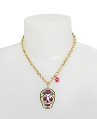 Betsey Johnson Faux Stone Sugar Skull Pendant Necklace