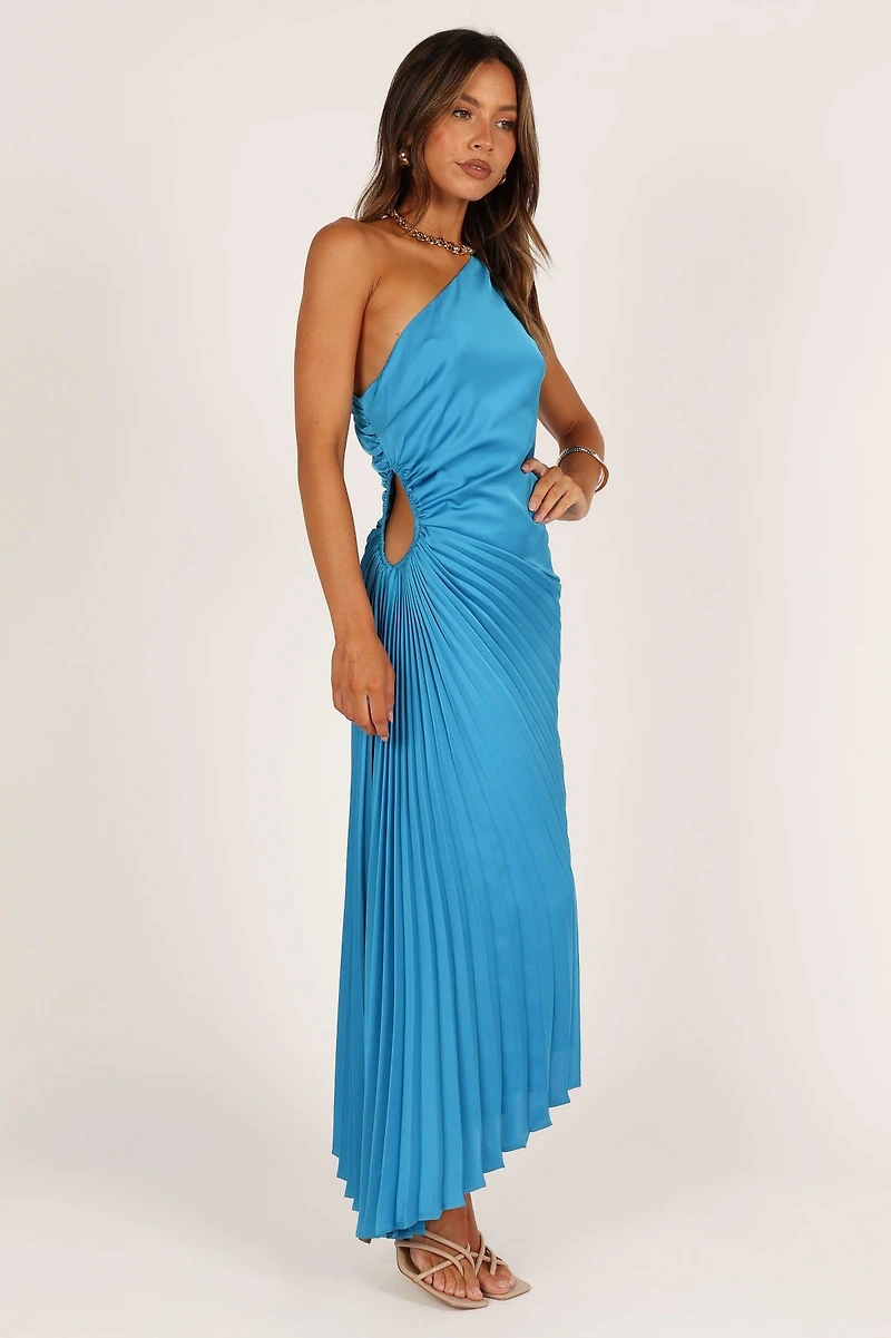 Flin Pleated One Shoulder Midi Dress