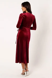 Womens Darby Long Sleeve Midi Dress - Burgundy