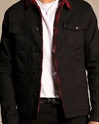 Saint Morta Big & Tall Tartan Faux Sherpa Denim Jacket