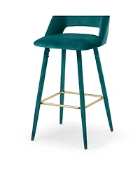 Glamour Home 29.5" Anita Velvet Barstool, Set of 2