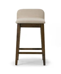 Glamour Home 25" Atia Rubberwood, Fabric Counter Height Stool, Set of 2
