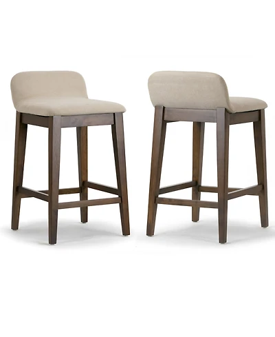 Glamour Home 25" Atia Rubberwood, Fabric Counter Height Stool, Set of 2