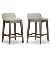 Glamour Home 25" Atia Rubberwood, Fabric Counter Height Stool, Set of 2