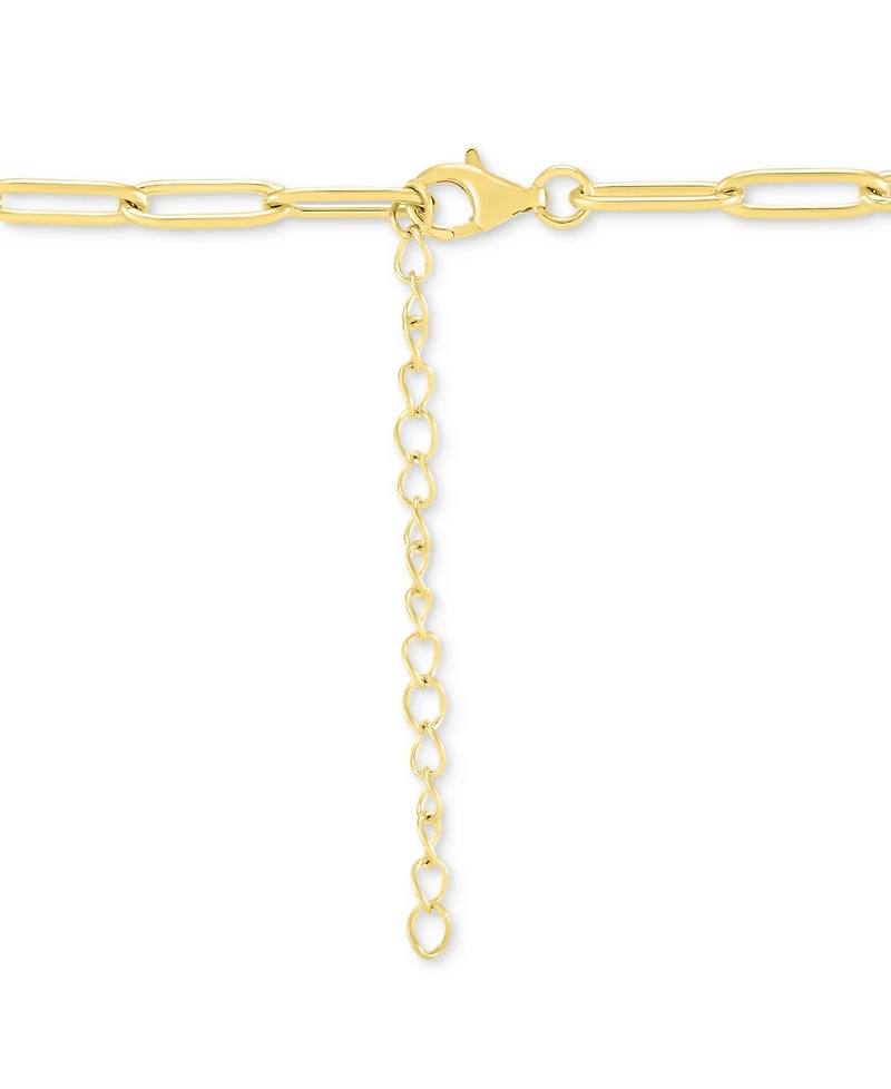 Lab-Grown Ruby Heart Solitaire Paperclip Link Pendant Necklace (4-1/6 ct. t.w.) in 14k Gold-Plated Sterling Silver, 18" + 2" extender