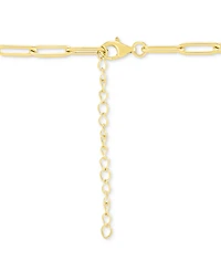 Lab-Grown Ruby Heart Solitaire Paperclip Link Pendant Necklace (4-1/6 ct. t.w.) in 14k Gold-Plated Sterling Silver, 18" + 2" extender