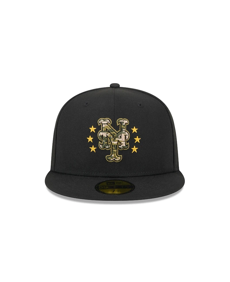 New Era Men's Black York Mets 2024 Armed Forces Day On-Field 59FIFTY Fitted Hat