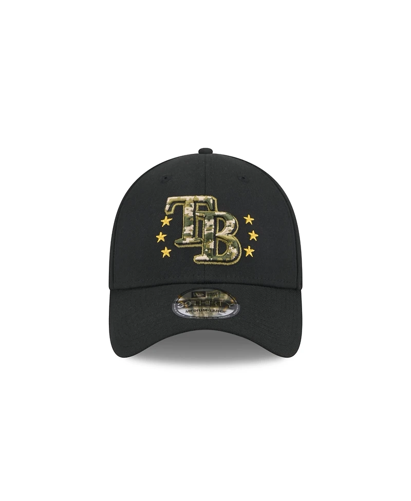 New Era Men's Black Tampa Bay Rays 2024 Armed Forces Day 39THIRTY Flex Hat