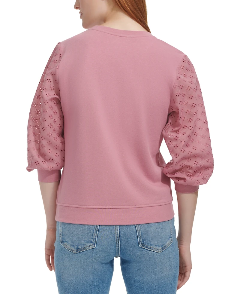 Andrew Marc Sport Women's Embroidered-Sleeve Top