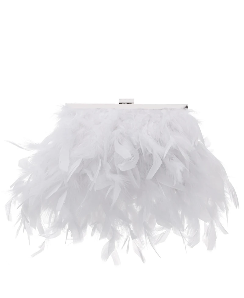Nina All Over Feather Frame Clutch