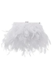 Nina All Over Feather Frame Clutch