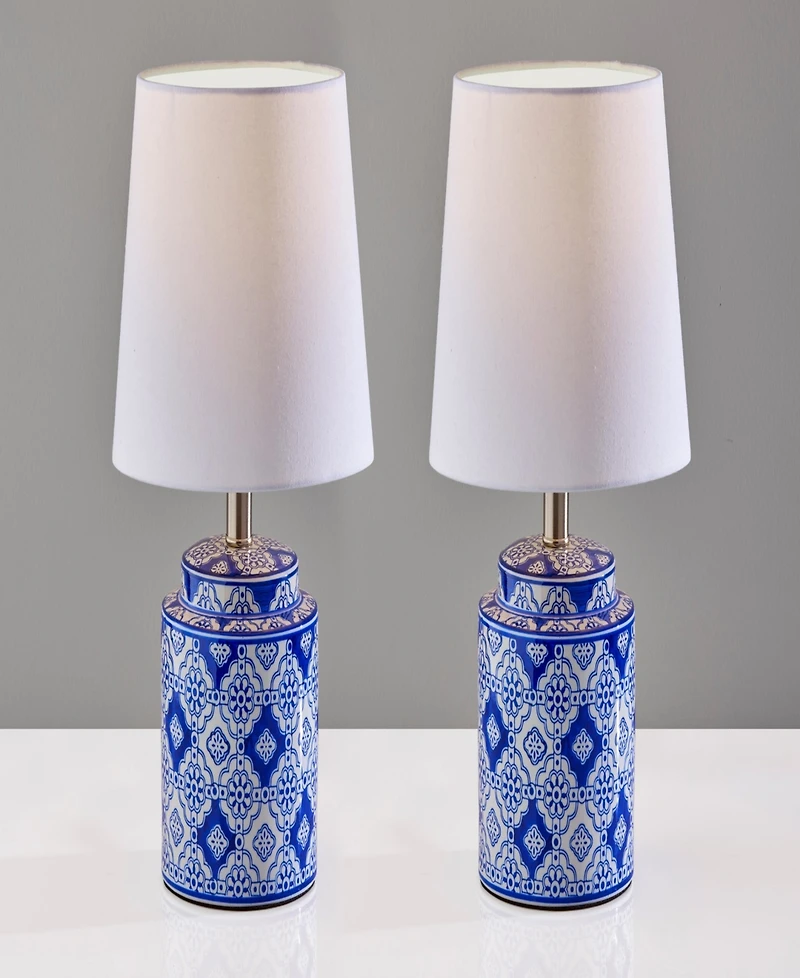 Adesso 17" Ceramic Polly Set of 2 Table Lamps