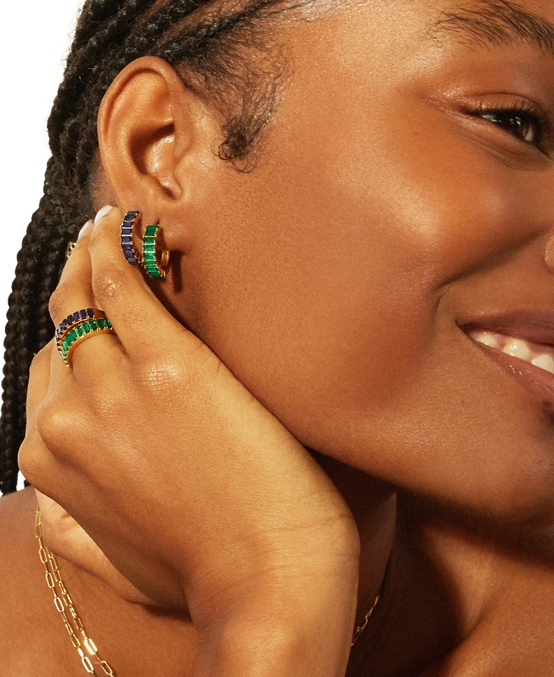 Audrey by Aurate Nano Emerald Color Small Hoop Earrings (1-1/2 ct. t.w.) Gold Vermeil, (Also White Sapphire Color, Ruby &