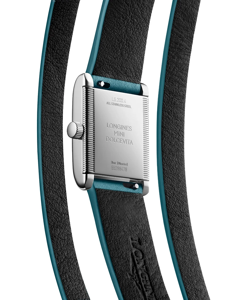 Longines Women's Swiss Mini Dolcevita Teal Three-Row Leather Strap Watch 29mm