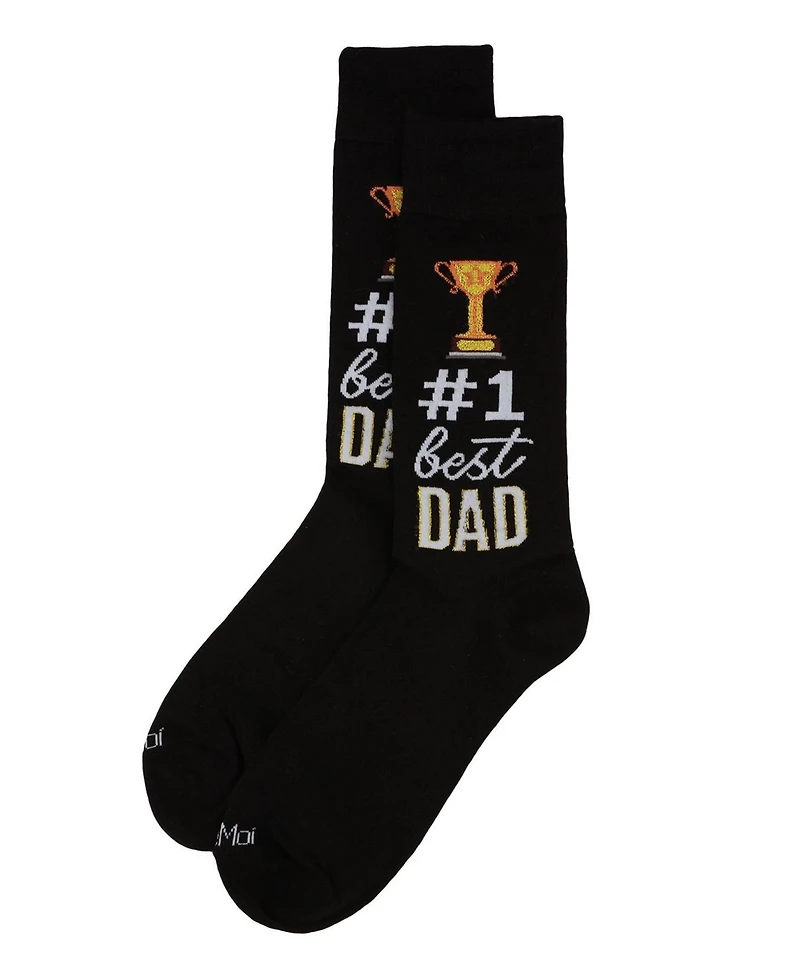 MeMoi Men's 1 Dad Trophy Novelty Crew Sock