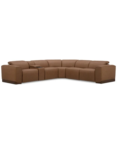 Lovro -Pc. Leather Sectional with Power Motion Chairs & 1 Console