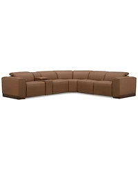Lovro -Pc. Leather Sectional with Power Motion Chairs & 1 Console