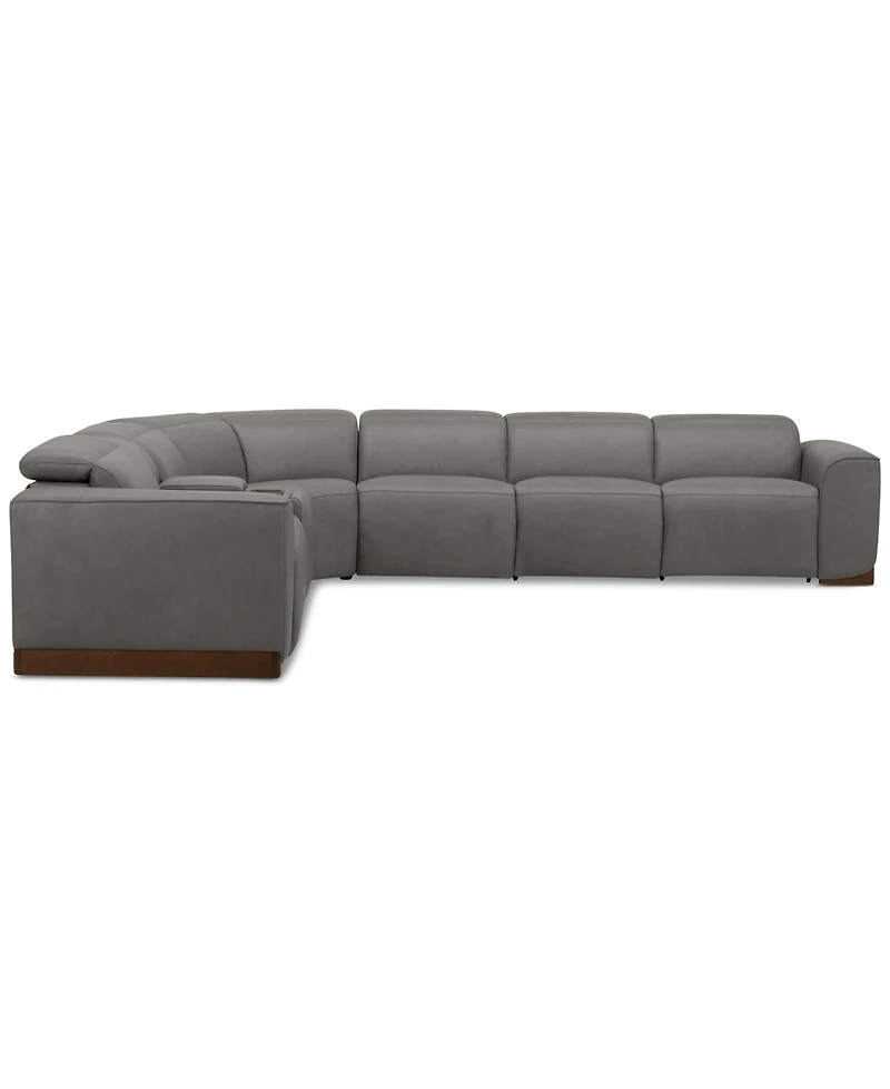 Lovro -Pc. Leather Sectional with Power Motion Chairs & 1 Console