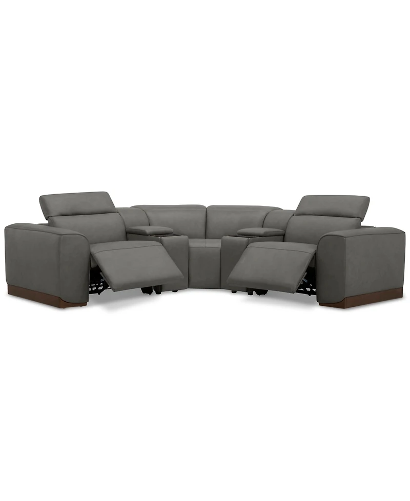 Lovro 5-Pc. Leather Sofa with 2 Power Motion Chairs & Consoles, Created for Macy's