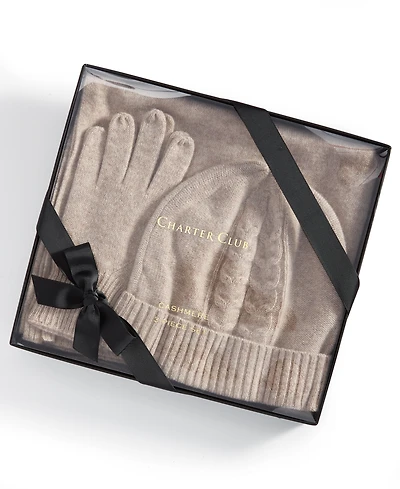 Charter Club Cashmere Hat, Gloves & Scarf Boxed Gift Set, Created for Macy's