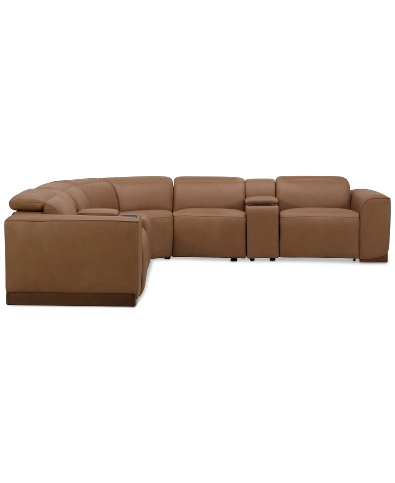 Lovro 7-Pc. Leather Sectional with 3 Power Motion Chairs & 2 Consoles, Created for Macy's
