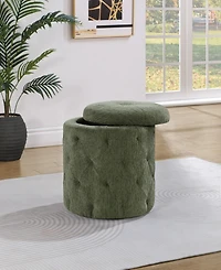 Office Star Erindale Round Storage Ottoman in Pine Fabric