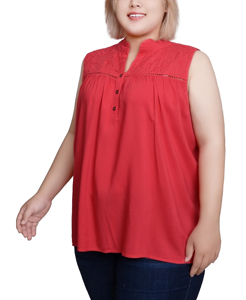 Ny Collection Plus Sleeveless Yoked Blouse