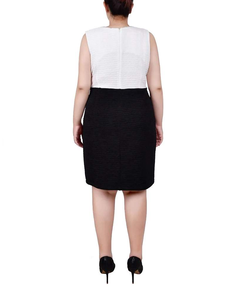 Ny Collection Plus 3/4 Sleeve Textured Knit 2 Piece Dress Set