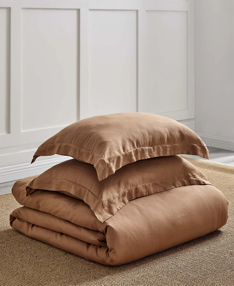 Levtex Washed Linen Solid Duvet Cover, Full/Queen