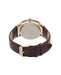 Jones New York Men's Brown genuine leather Strap Watch 44mm