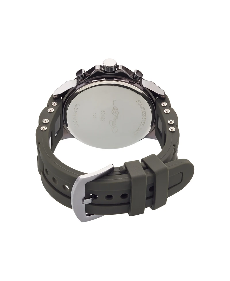 Ed Hardy Men's Olive Silicone Strap Watch 52mm