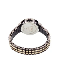 Jones New York Women's Genuine Diamond Gold-Tone and Black Multi-Link Expansion Metal Bracelet Analog Watch 31mm