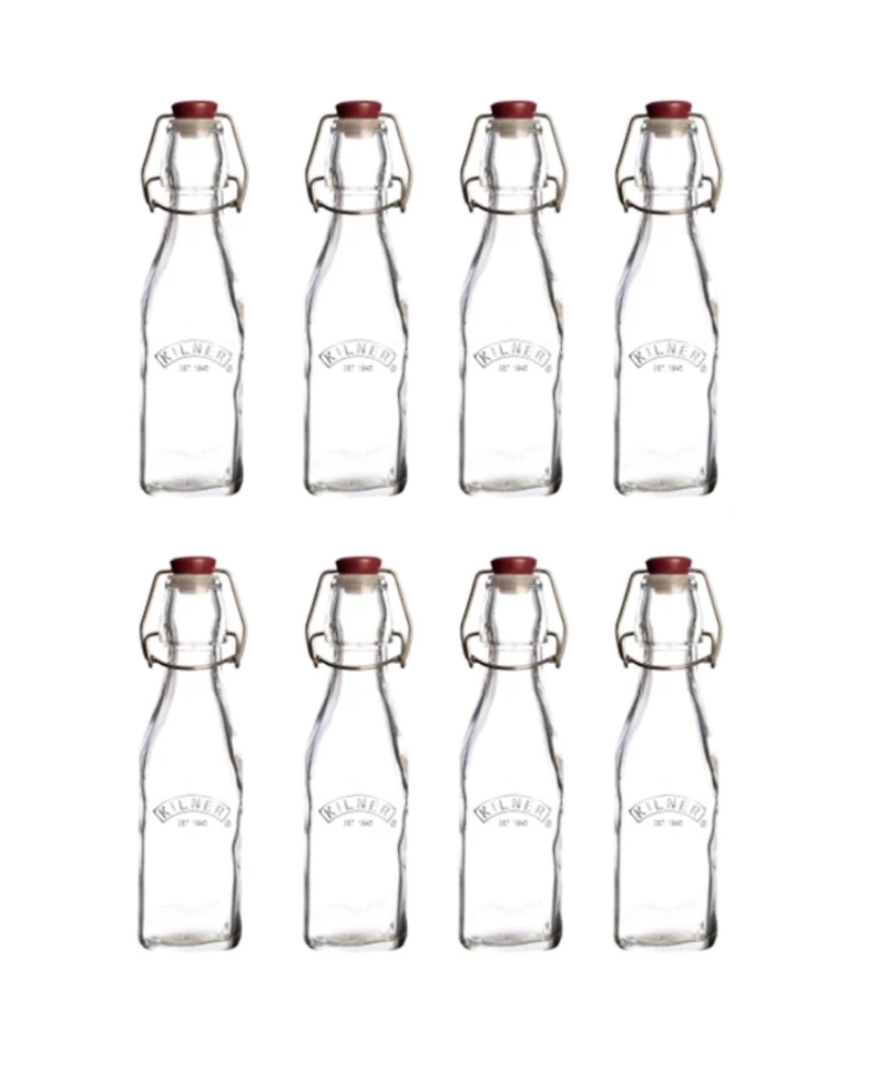 Kilner Set of 8 Square Clip Top Bottles