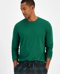Club Room Men's Fleece Long-Sleeve T-Shirt & Plaid Pajama Pant Set, Created for Macy's