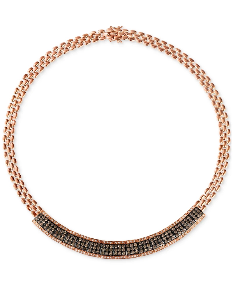 Le Vian Chocolate Diamond & Vanilla Diamond Cluster 17" Collar Necklace (6-1/4 ct. t.w.) in 14k Rose Gold