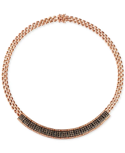 Le Vian Chocolate Diamond & Vanilla Diamond Cluster 17" Collar Necklace (6-1/4 ct. t.w.) in 14k Rose Gold