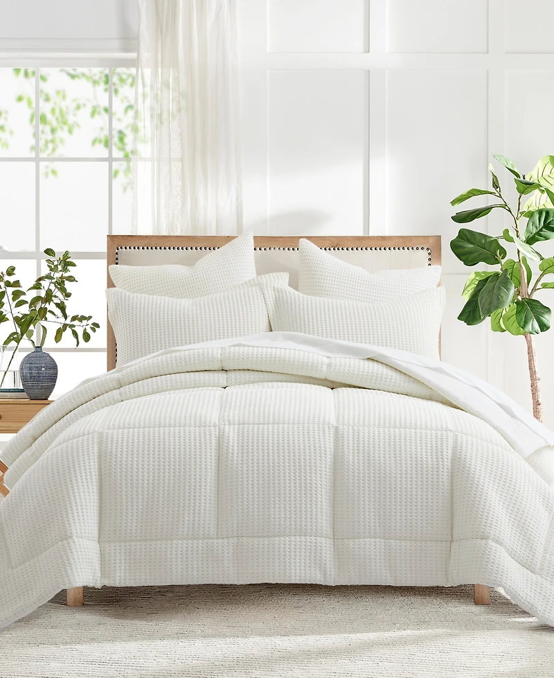 Levtex Mills Waffle Textured 3-Pc. Duvet Cover Set, Full/Queen