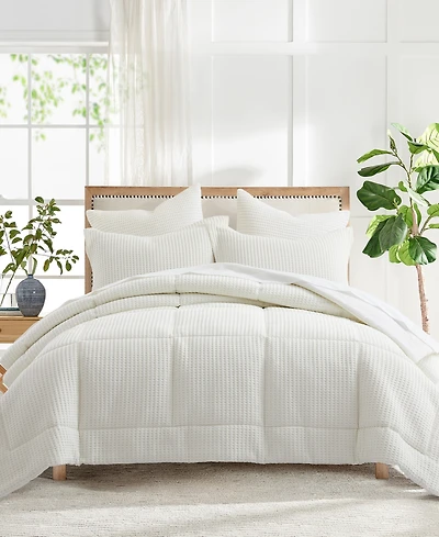 Levtex Mills Waffle Textured 3-Pc. Duvet Cover Set, Full/Queen