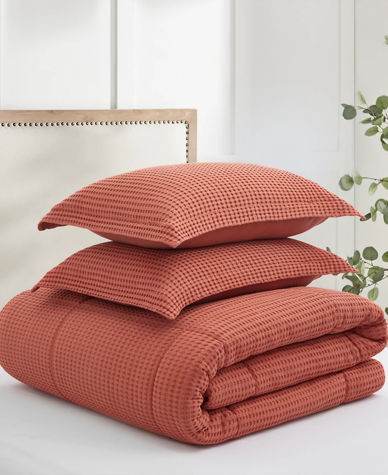 Levtex Mills Waffle Textured 3-Pc. Duvet Cover Set