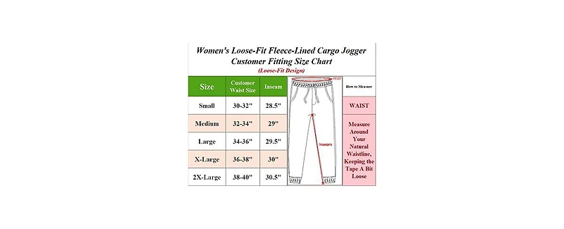 Carol Vee Women's Heavyweight Loose Fit Fleece-Lined Cargo Jogger Pants