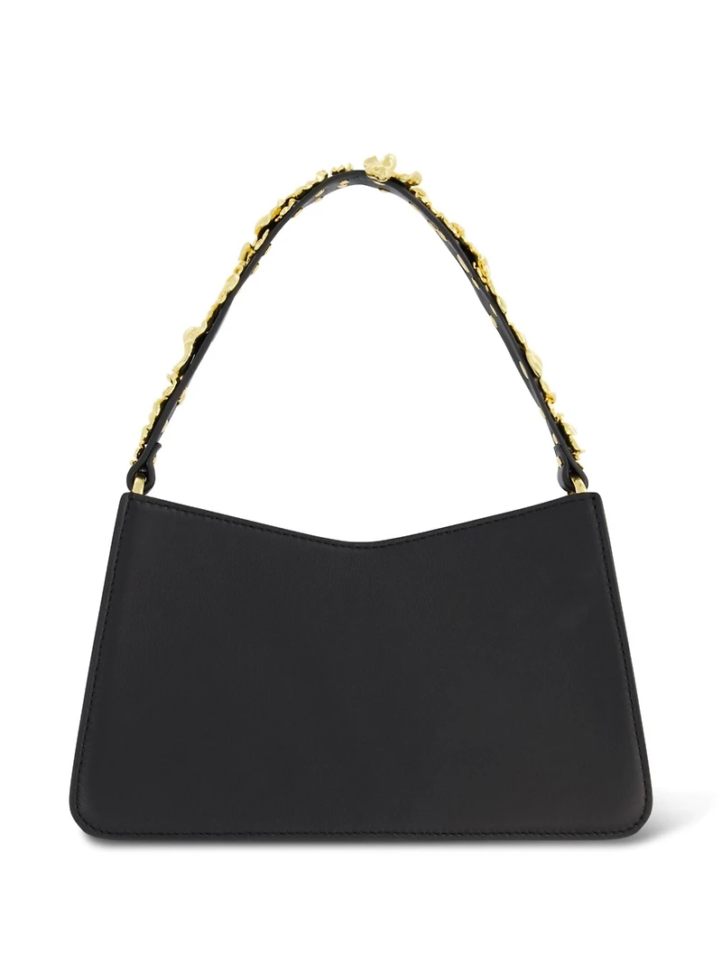 Gold Floral Strap Nappa Leather Shoulder Bag