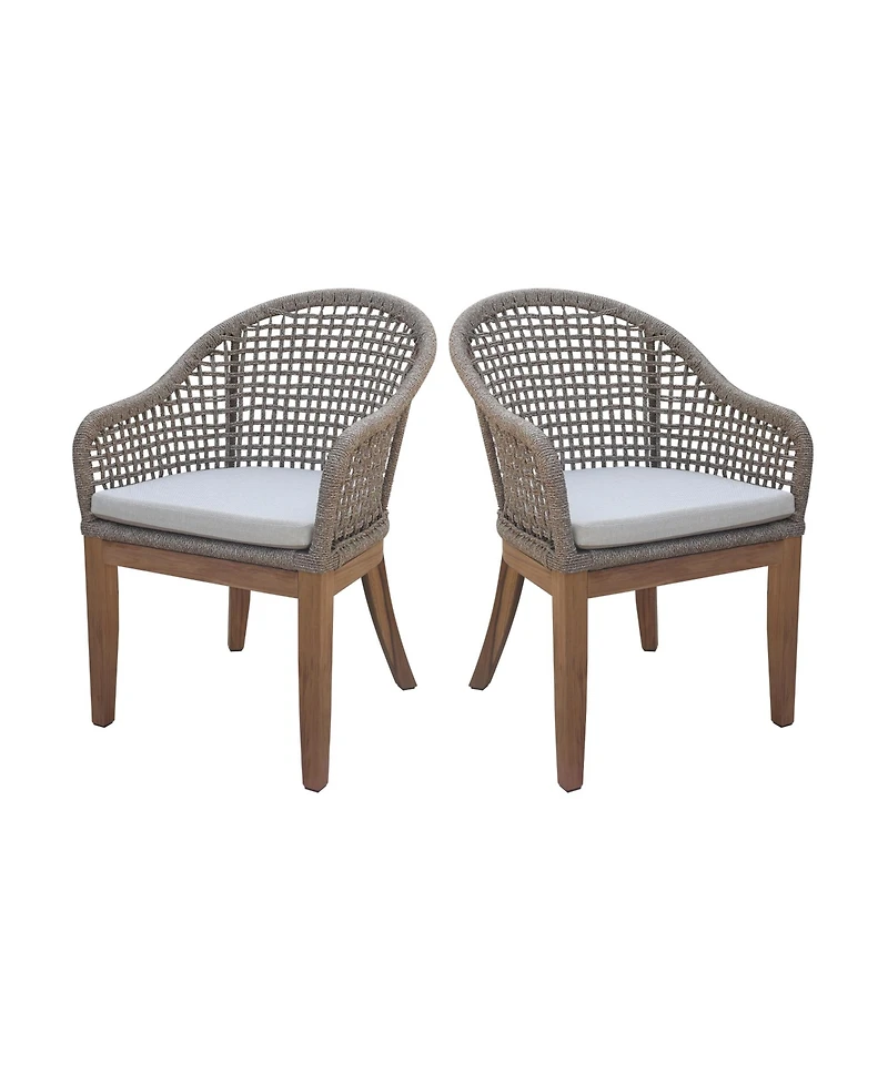 International Concepts Set of Two Outdoor Teak Patio Dining Chair with Cushions